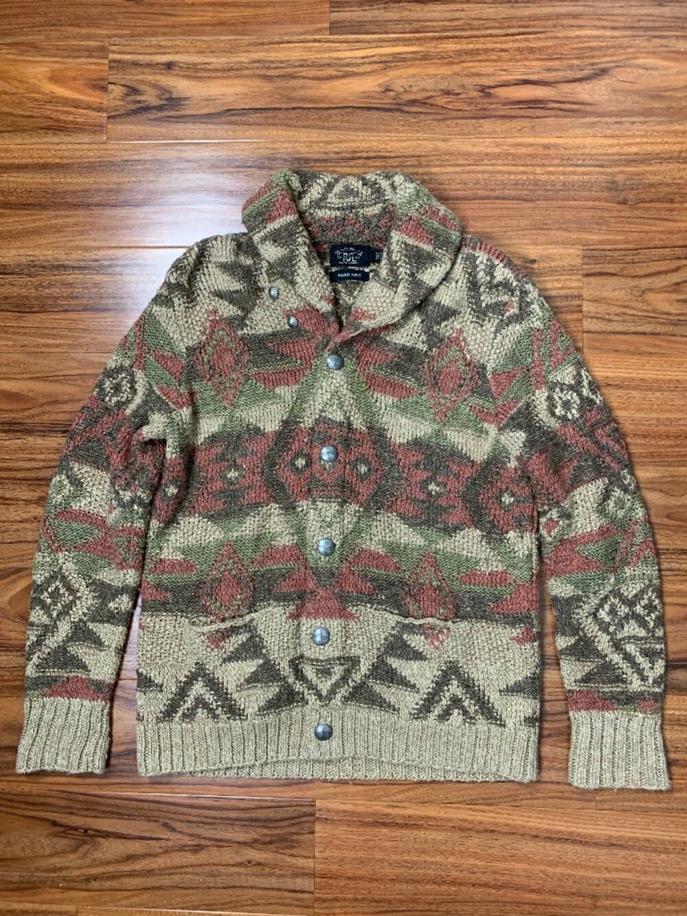 RRL Hand Knit Southwestern Cardigan Women's size 2 Ralph Lauren Double RL